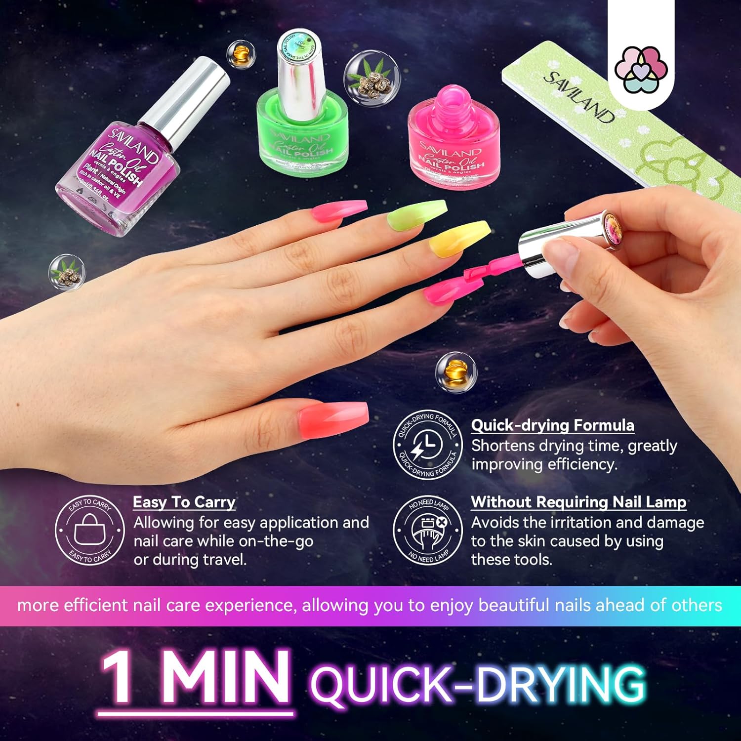 SAVILAND 12-Color Glow-in-the-Dark Vegan Nail Polish Set with Base Coat - Image 4