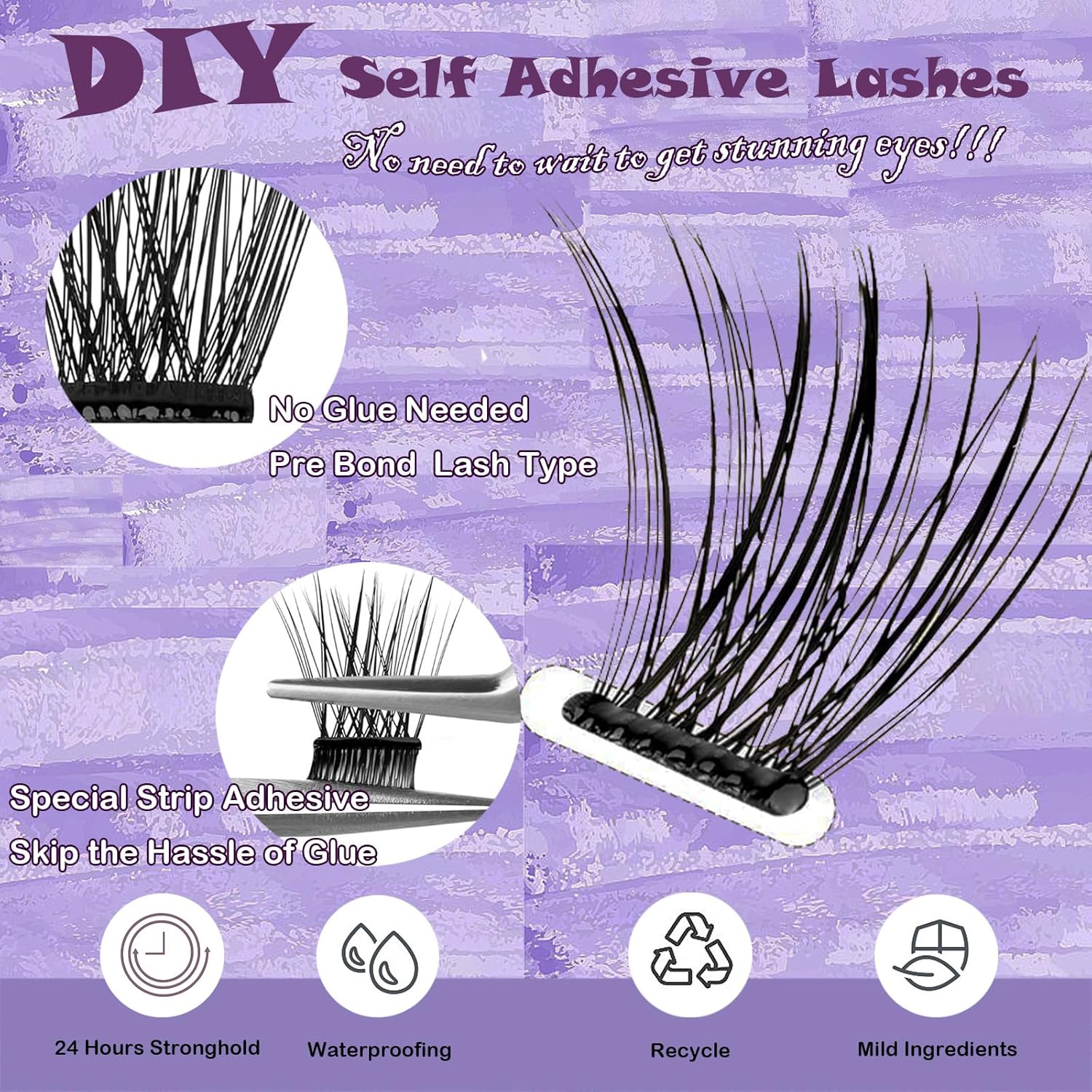 96Pcs Self Adhesive D Curl Eyelashes Kit – Reusable, No Glue, DIY for Beginners - Image 3