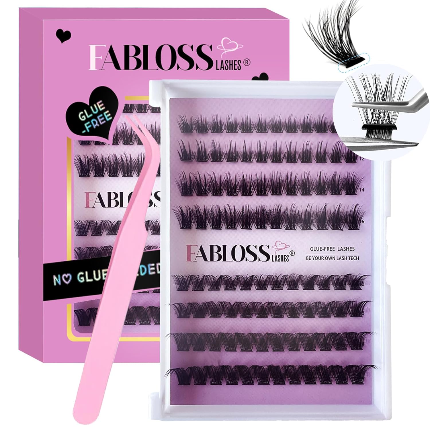 96Pcs Self Adhesive D Curl Eyelashes Kit – Reusable, No Glue, DIY for Beginners