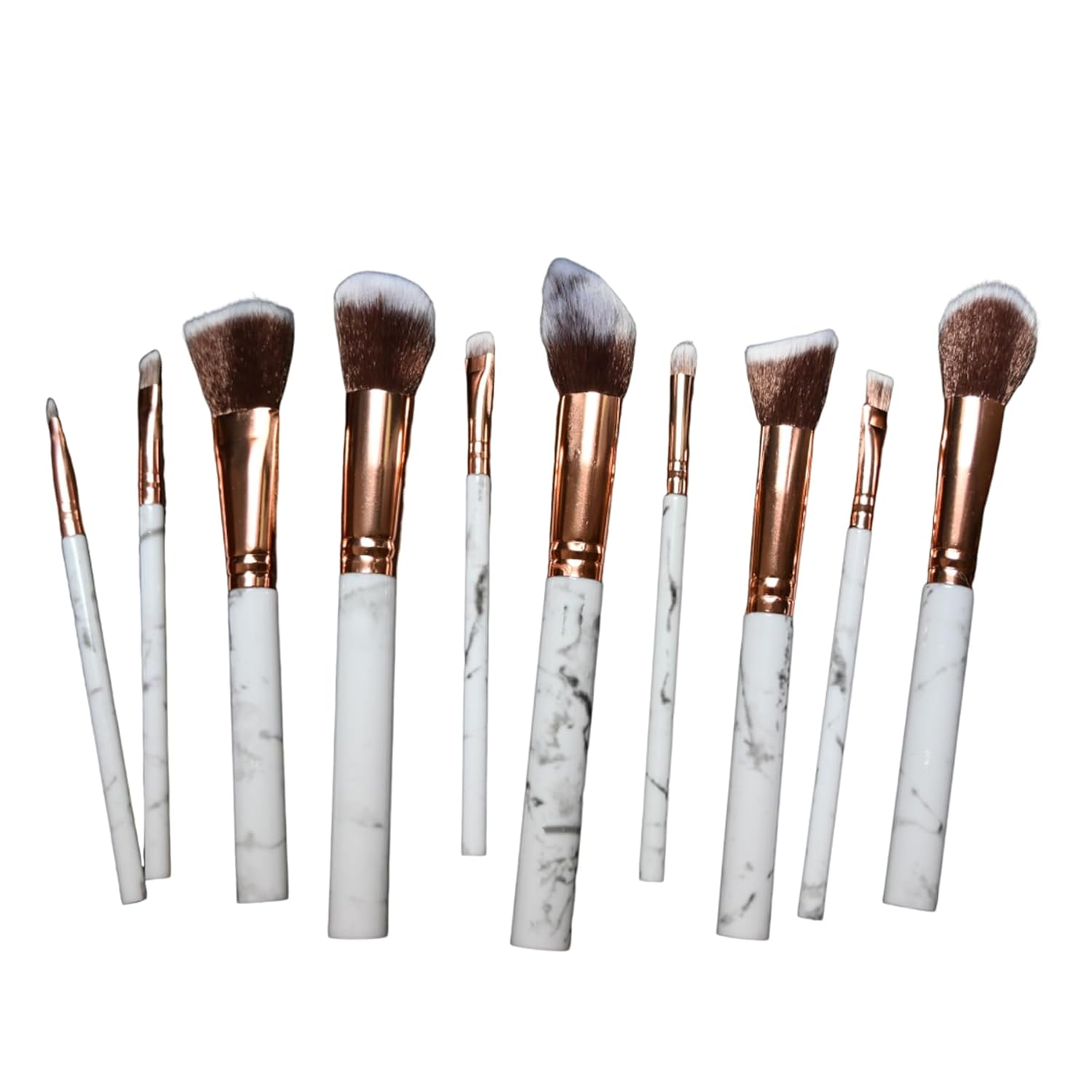 10-Piece Marble Makeup Brush Set with Soft Synthetic Bristles and Bucket Box - Image 3