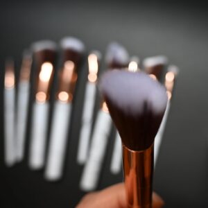 10-Piece Marble Makeup Brush Set with Soft Synthetic Bristles and Bucket Box