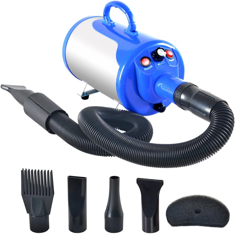 SHELANDY Blue Pet Hair Dryer Blower with Heater for Dog Grooming