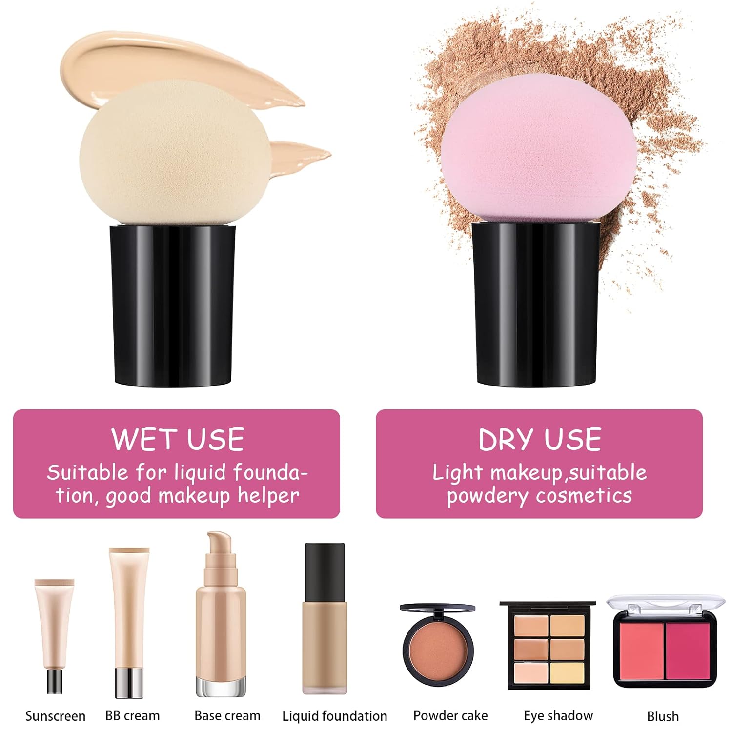 Sibba 4 PCS Makeup Sponge Blender Set with Mini Handle and Holder - Image 8