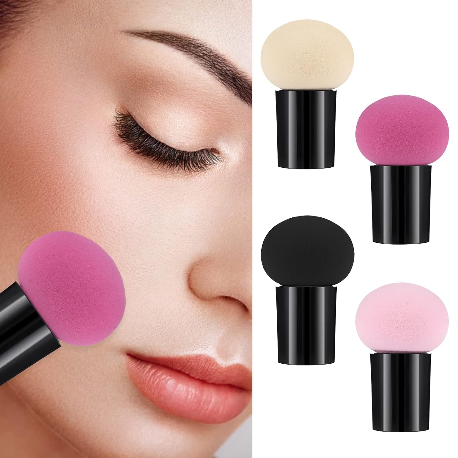 Sibba 4 PCS Makeup Sponge Blender Set with Mini Handle and Holder - Image 2