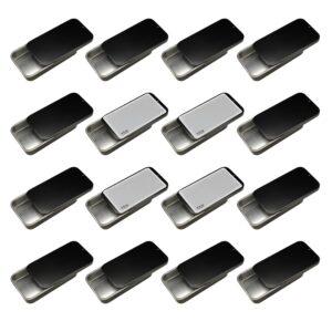 Slide Top Tin Containers for Lip Balm, Solid Perfume (0.5 oz, 16-Pack, w/Labels) - (Small) Empty Cosmetics Metal Boxes with Sliding Lids (Matt Black)
