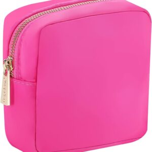 Small Coins Pouch for Purse Mini Makeup Bag Women Toiletry Kit Nylon Cosmetic Pouch Bag with Zipper Pocket (S, HotPink)