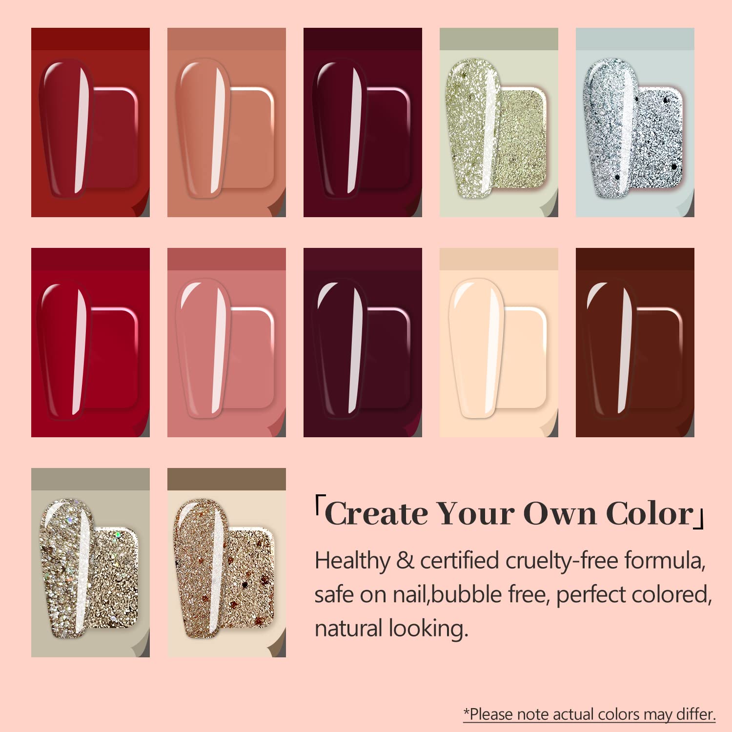 12-Color Solid Gel Nail Polish Kit, Nude Brown Red Series for Gifts - Image 2