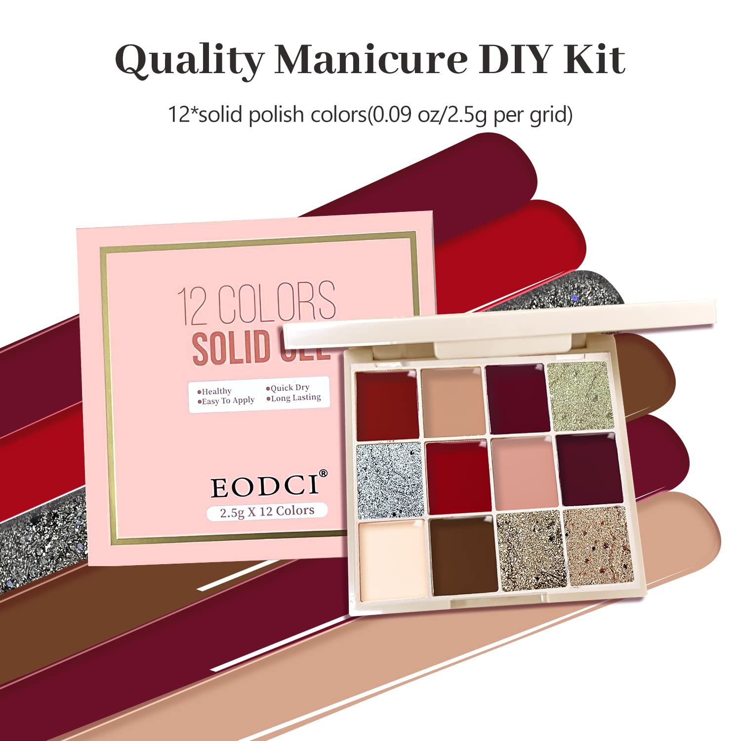 12-Color Solid Gel Nail Polish Kit, Nude Brown Red Series for Gifts - Image 6