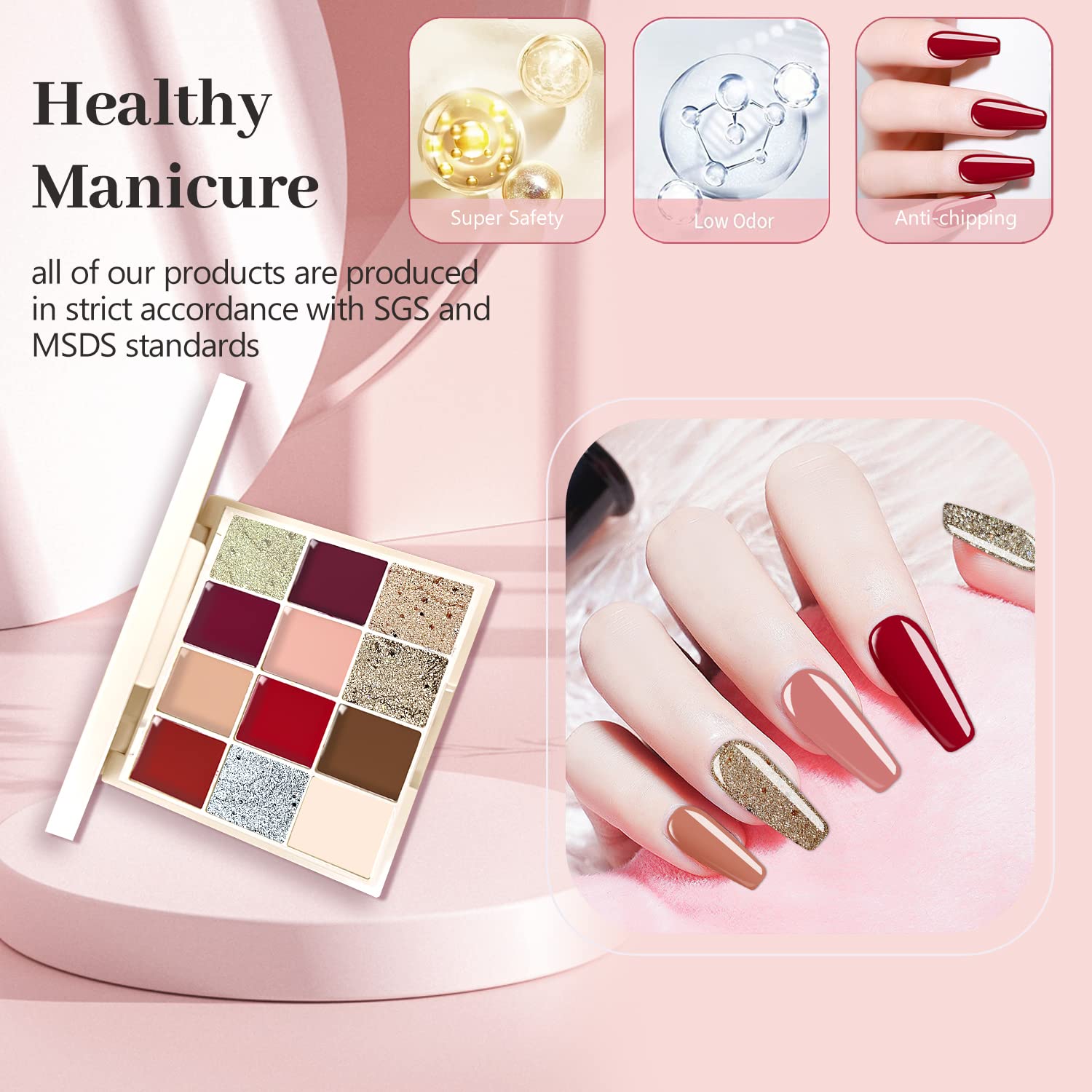 12-Color Solid Gel Nail Polish Kit, Nude Brown Red Series for Gifts - Image 5