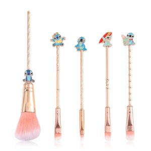 WeChip 5pcs Stitch Anime Makeup Brush Set for Girls and Women