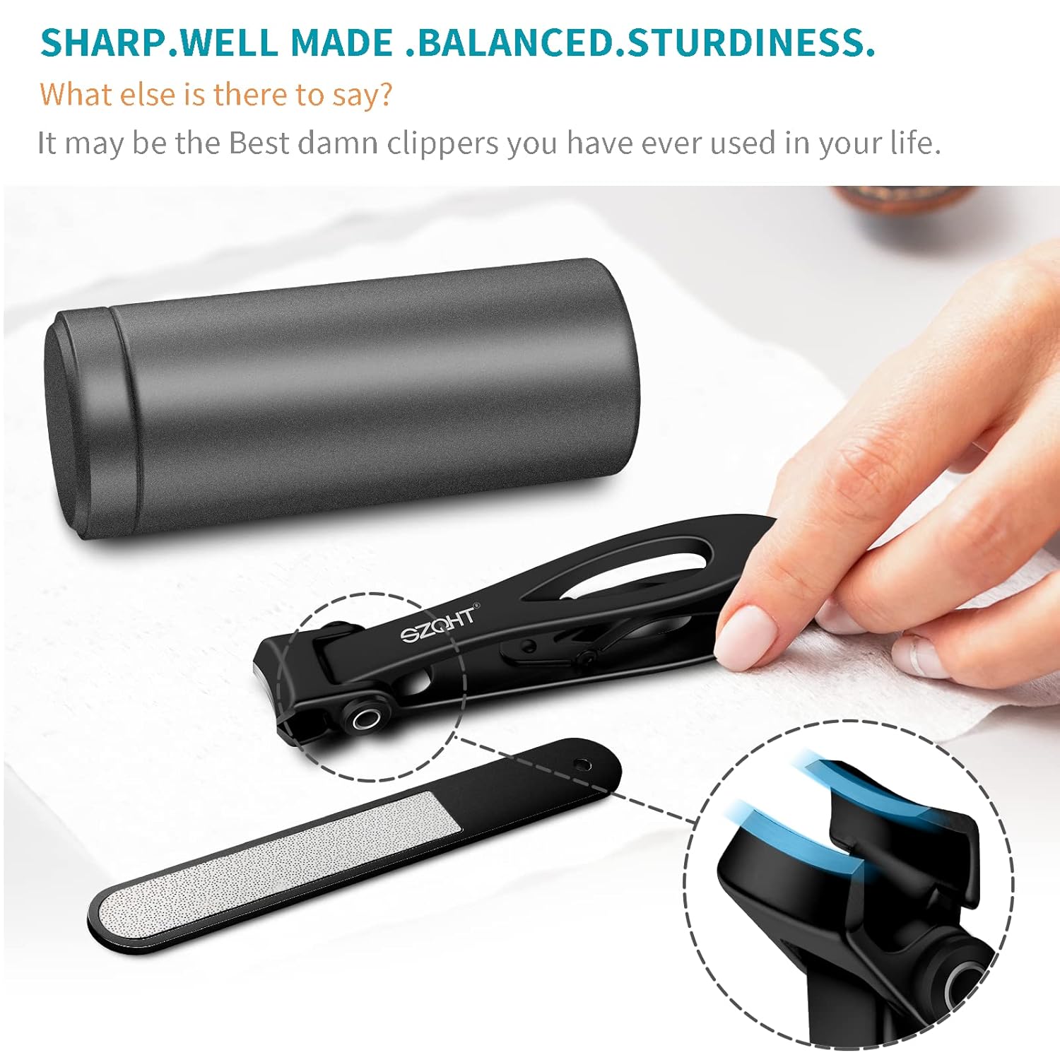 SZQHT Ultra Wide Jaw Nail Clippers Set for Thick Nails, Men & Women - Image 8