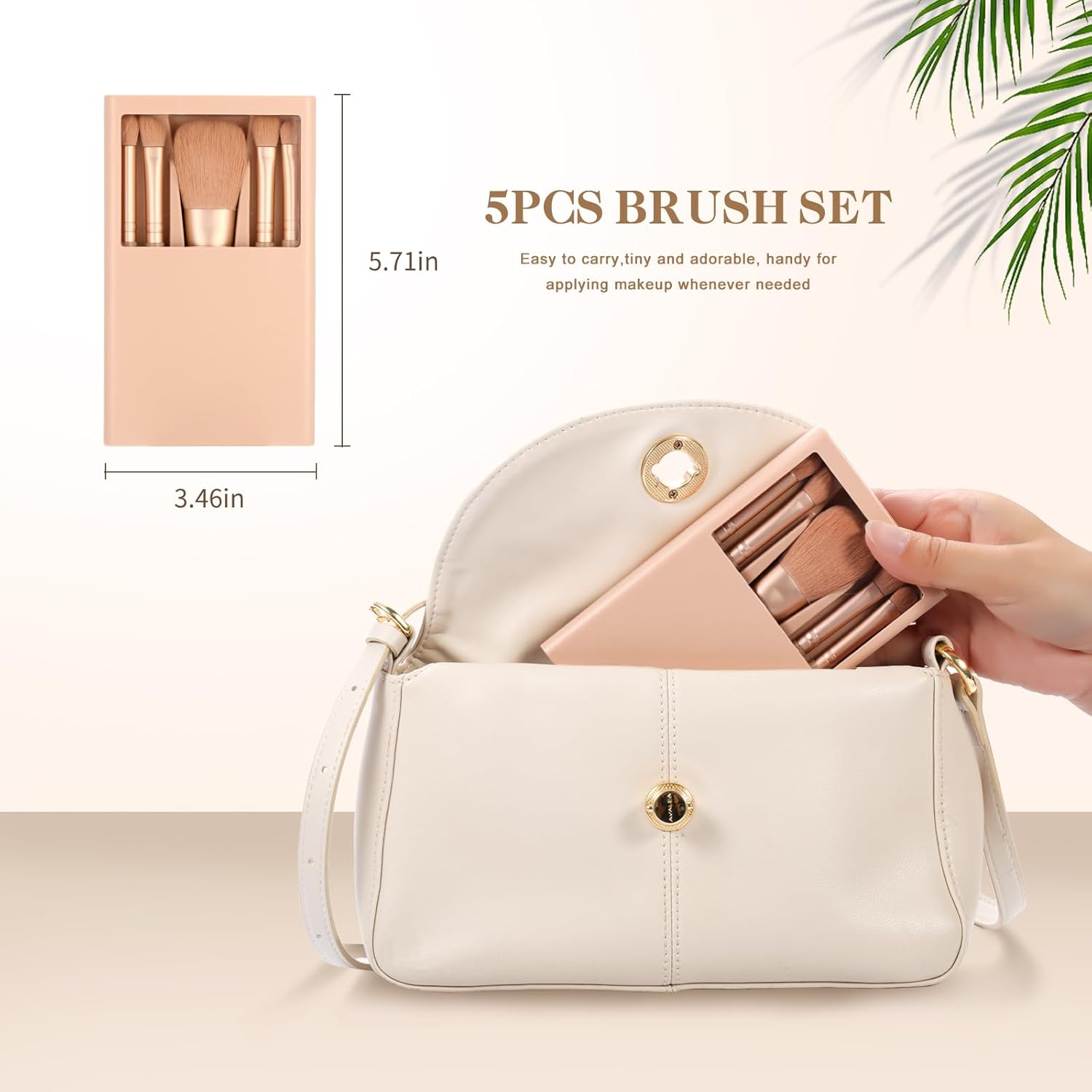 Apricot Travel Makeup Brush Set Mini Eyeshadow Kit Soft Brushes Compact Size - Image 5