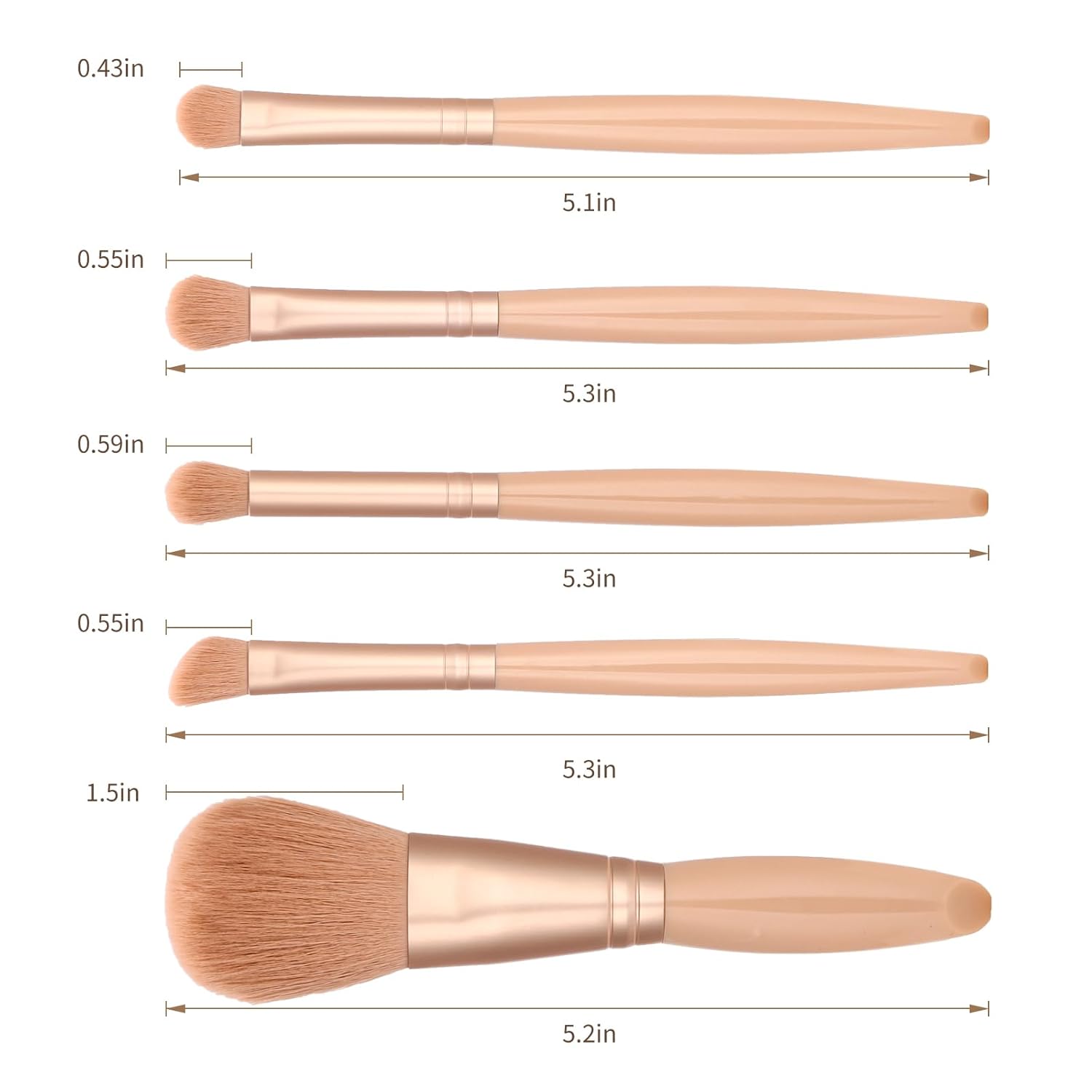 Apricot Travel Makeup Brush Set Mini Eyeshadow Kit Soft Brushes Compact Size - Image 3