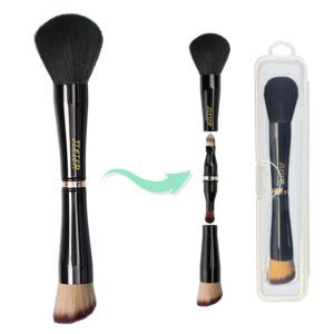4-in-1 Travel Makeup Brush Set with Case: Powder, Foundation, Eyeshadow, Concealer Brushes