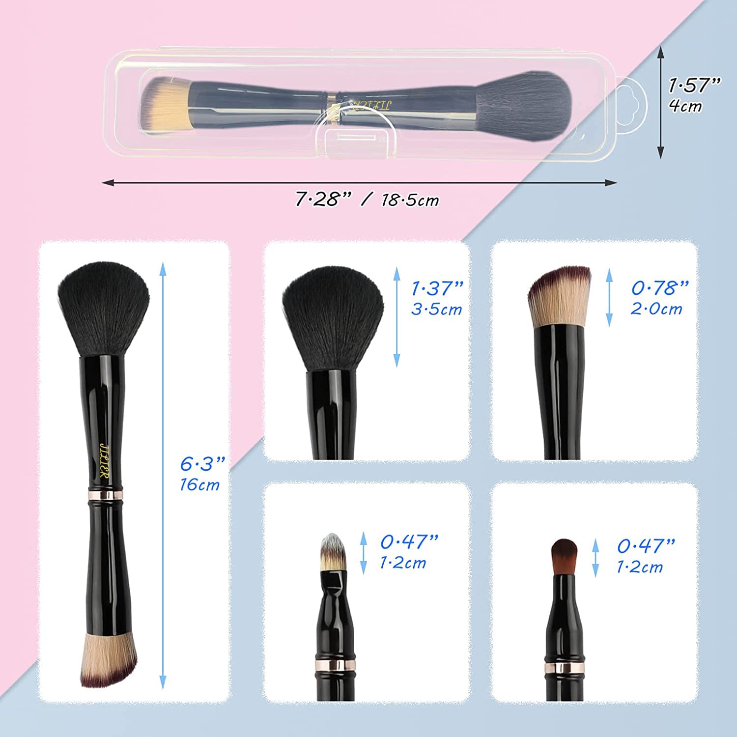 4-in-1 Travel Makeup Brush Set with Case: Powder, Foundation, Eyeshadow, Concealer Brushes - Image 7