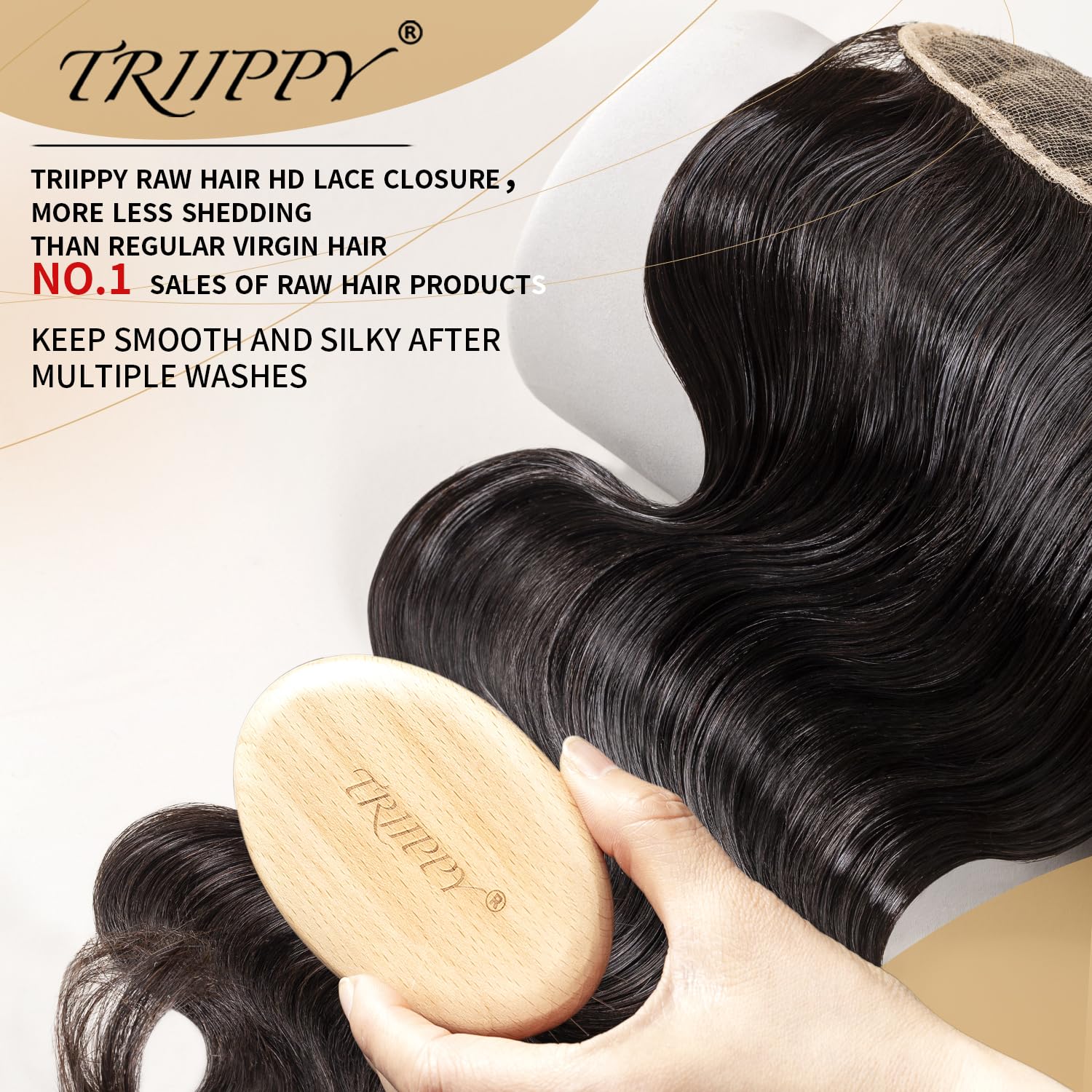 Triippy Raw Hair 18'' Body Wave 2x6 HD Lace Closure, Less Shedding - Image 6
