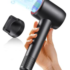 TYMO Portable Hair Dryer Compact - Lightweight High Speed Ionic Blow Dryer for 5X Faster Drying & Shinier Hair, Professional Travel Hair Dryer, 4 Temps & 2 Speeds, Quiet Hair Dryer for Women