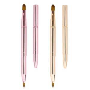 Unaone Retractable Dual-ended Lip Brush Set (2 Pack) with Lid