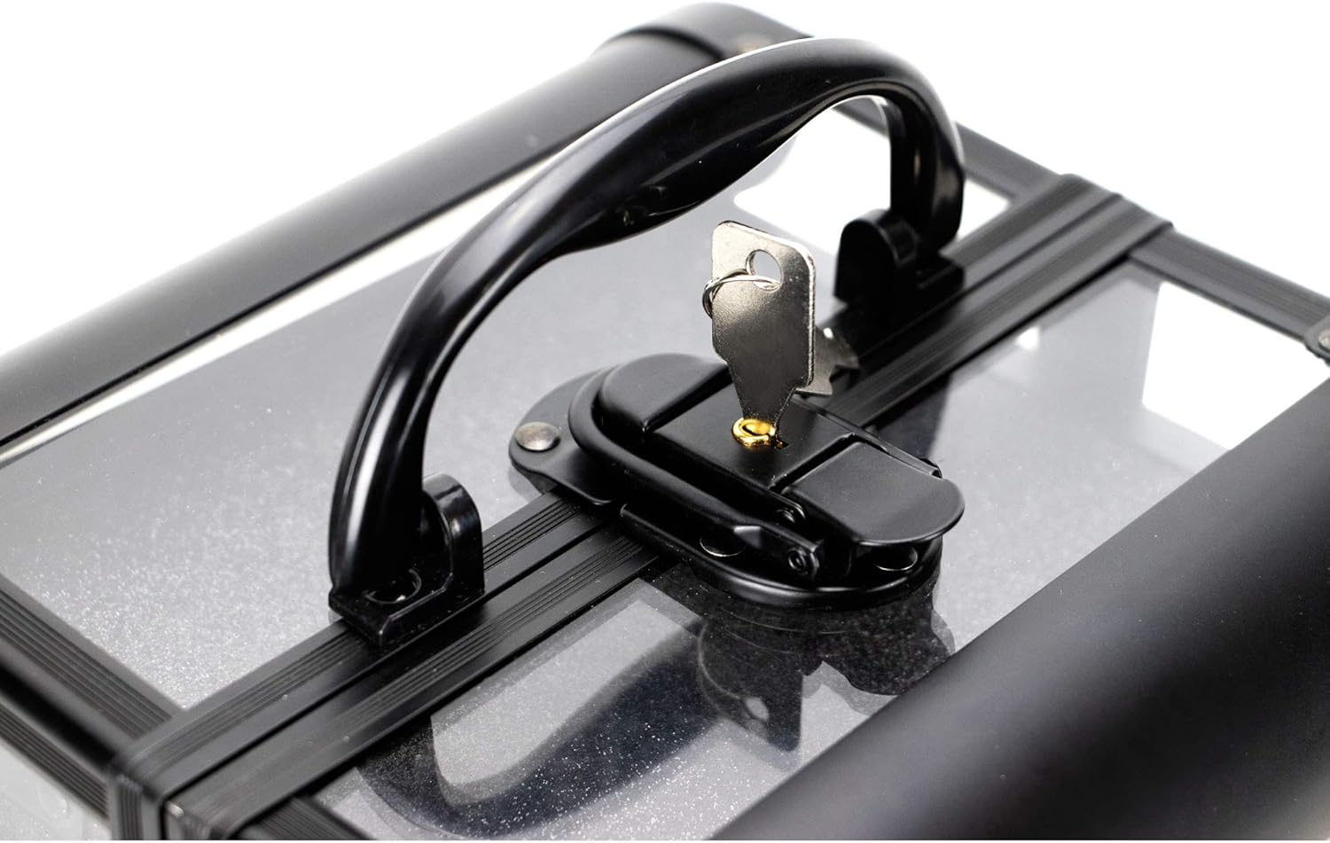 Ver Beauty VK005 Mini Black Diamond Train Case Organizer with Two Shelves and Mirror - Image 8