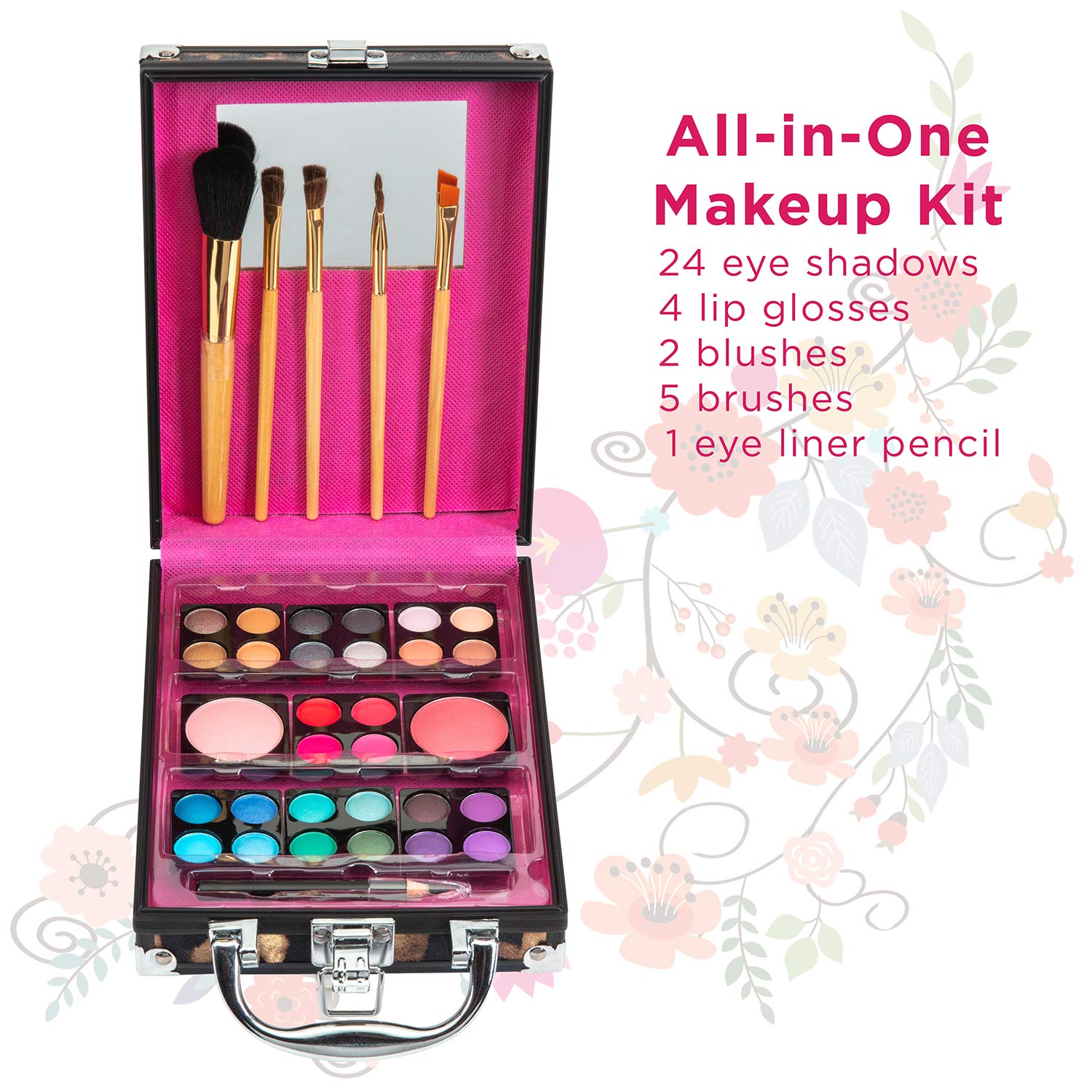Vokai Leopard Print Makeup Kit: 24 Shadows, 4 Glosses, 2 Blushes, Brushes & Liner - Image 3