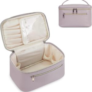 Wandering Nature Vegan Leather Makeup Bag, Purple Travel Organizer for Women