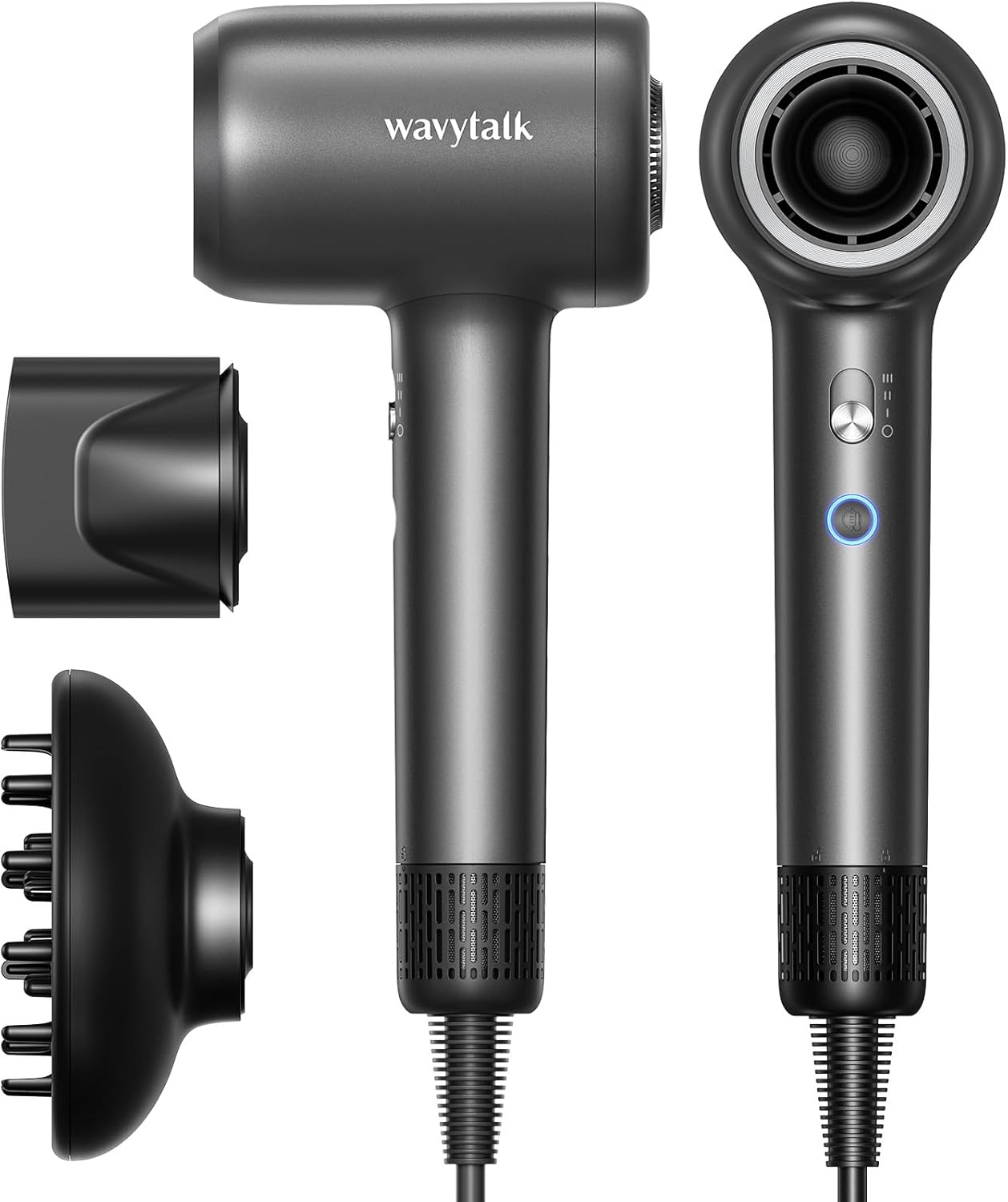 Wavytalk Ionic Hair Dryer 110,000 RPM, Diffuser, 2 Attachments, 3 Speeds/Temps