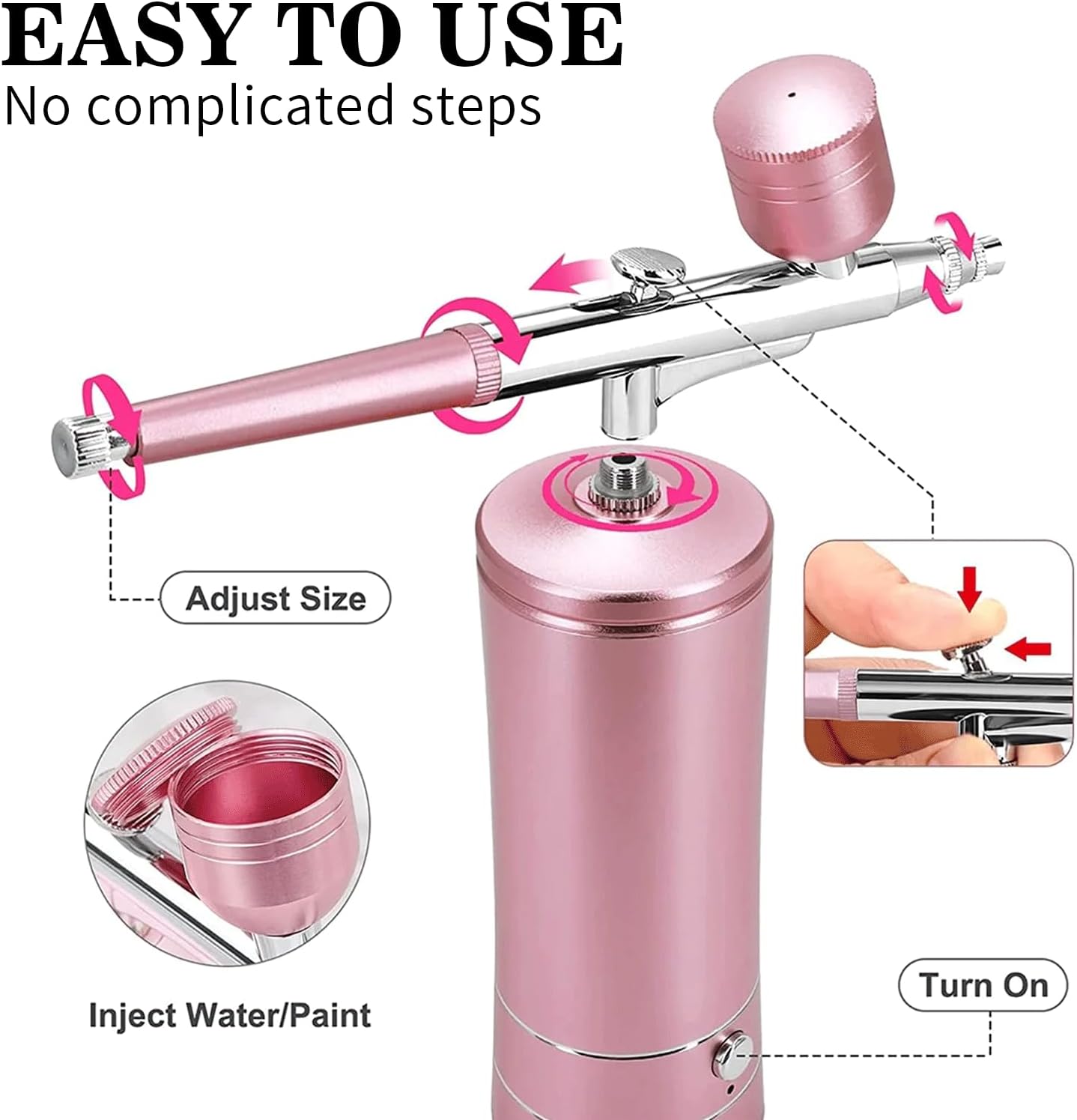 Wireless Airbrush Kit with Compressor for Nail Art, Makeup, Cake Decor (Pink) - Image 2