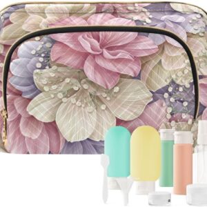 Yuiboo Floral Luxury Scandinavian Cosmetic Bag Essentials Travel Cosmetic Bag For Women Cosmetic Bags For Purse for Toiletry Travel Kit Organizer