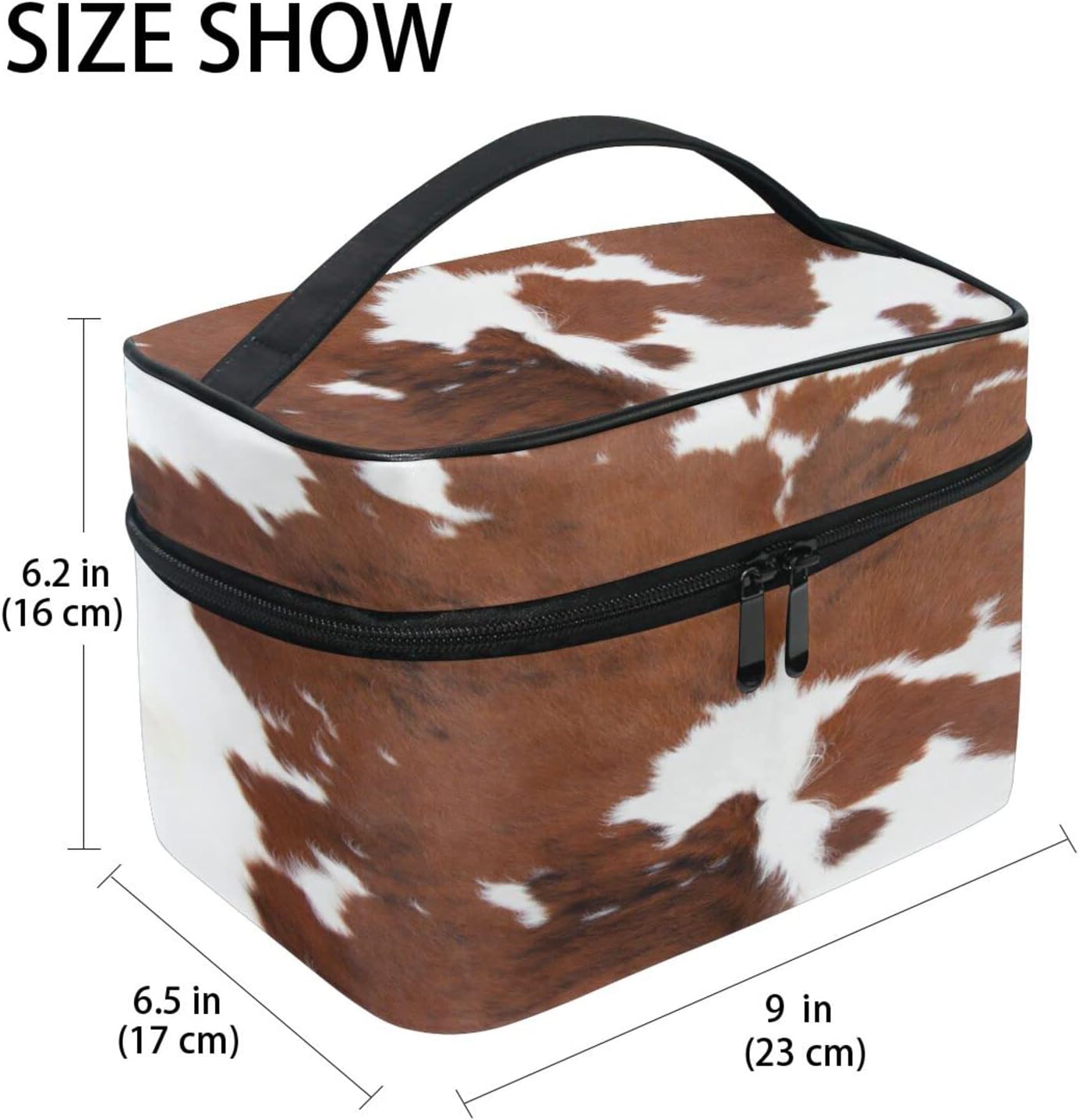 ZOEO Large Cow Print Makeup Train Case Portable Cosmetic Organizer for Women - Image 3