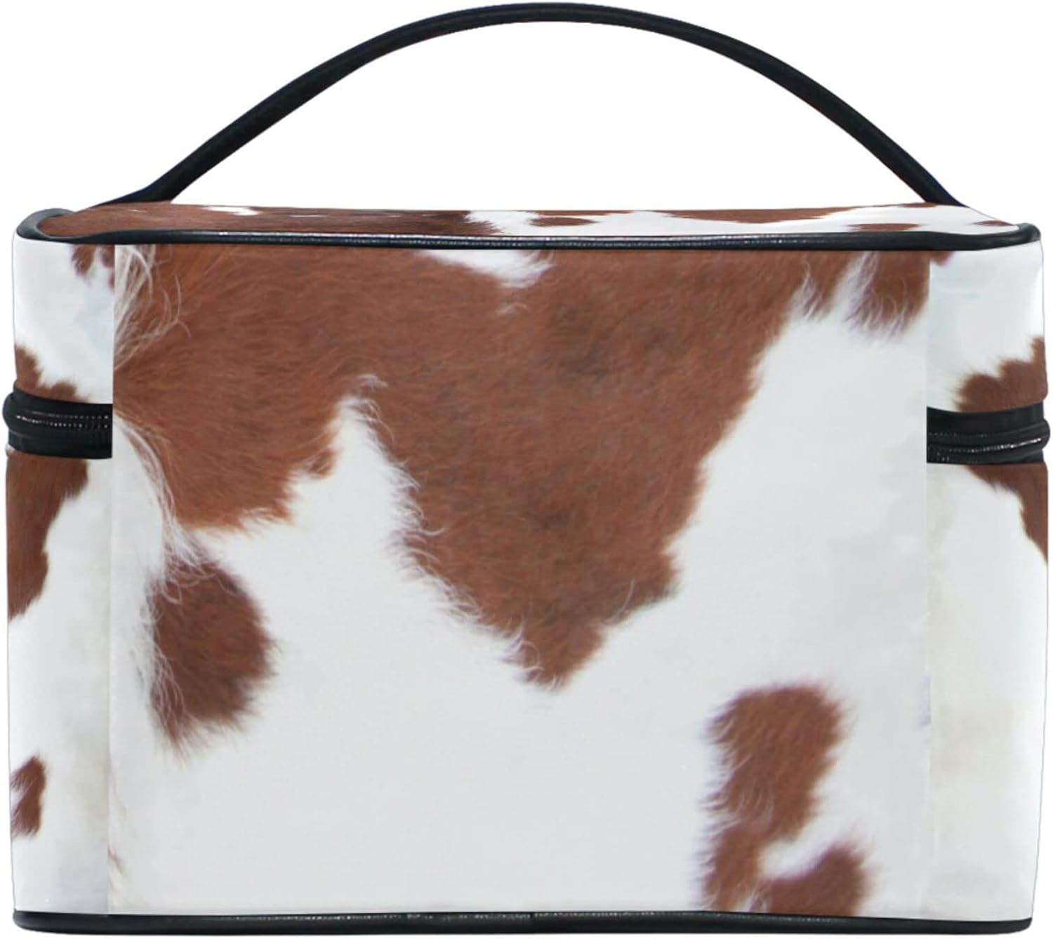 ZOEO Large Cow Print Makeup Train Case Portable Cosmetic Organizer for Women - Image 5