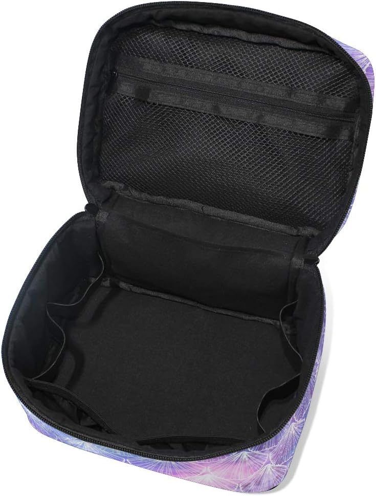 ZOEO Sea Shell Mermaid Makeup Train Case Purple Blue Galaxy Korean Carrying Portable Zip Travel Cosmetic Brush Bag Organizer Large for Girls Women - Image 5