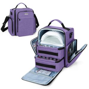 BAFASO Purple Nail Polish Organizer for 48 Bottles & Nail Lamp, Large Case
