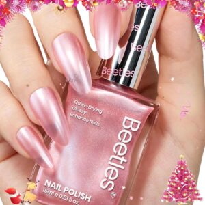 Beetles 15ml Pink Rose Pearl Nail Polish - Fast Drying, Long Lasting Shimmer
