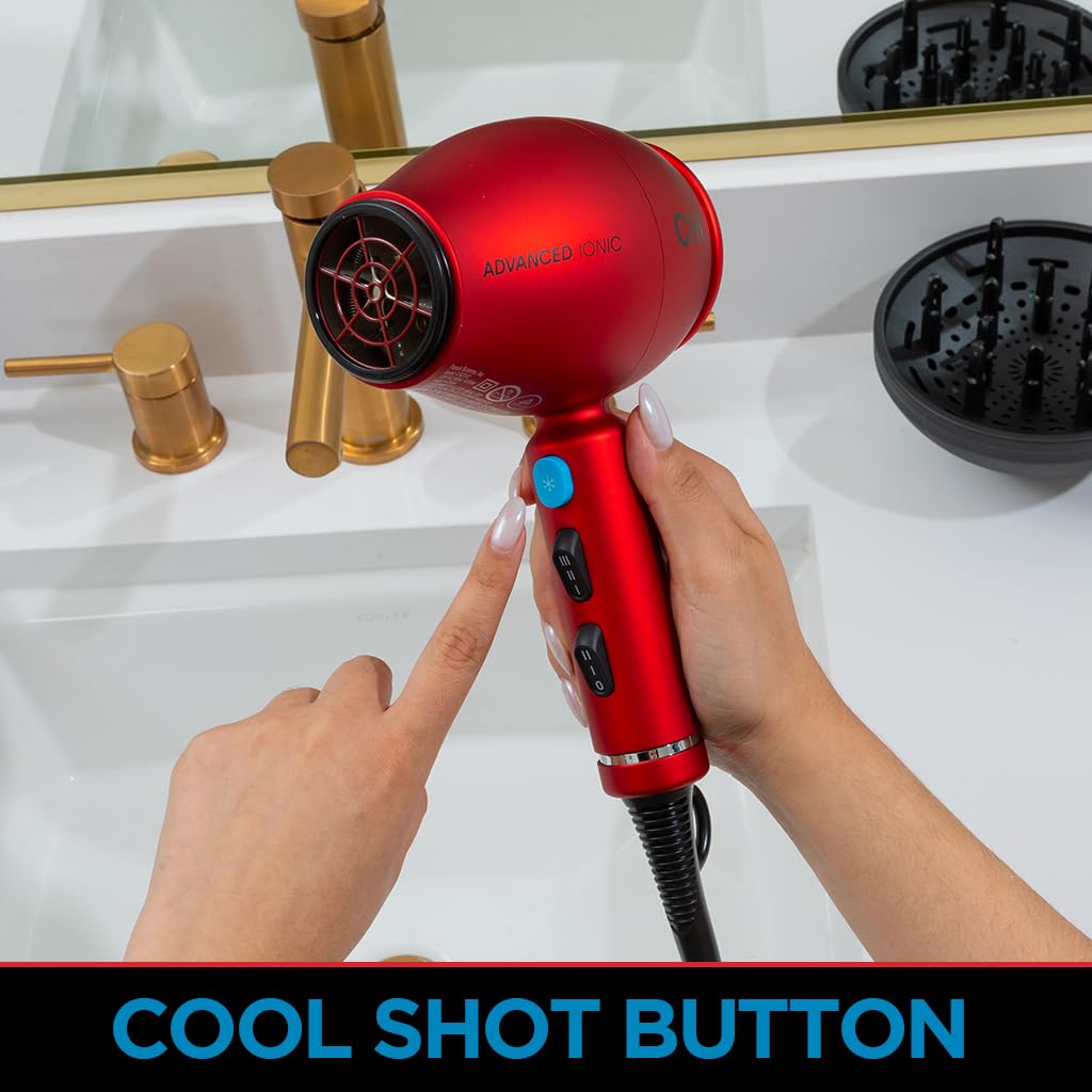 CHI 1875 Ionic Compact Hair Dryer, Fast Drying, Reduces Frizz, 3 Heat/2 Speed - Image 6