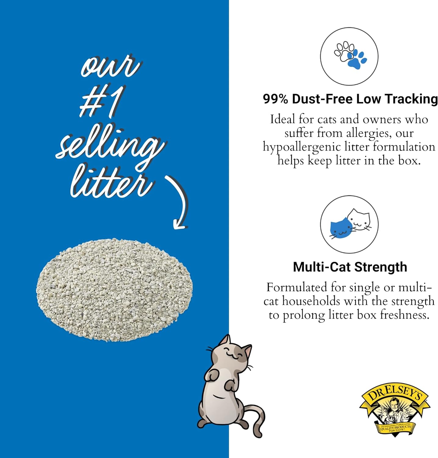 Dr. Elsey's 40lbs Unscented Multi-Cat Litter - Hard Clumping, Low Dust, Odor Control - Image 3