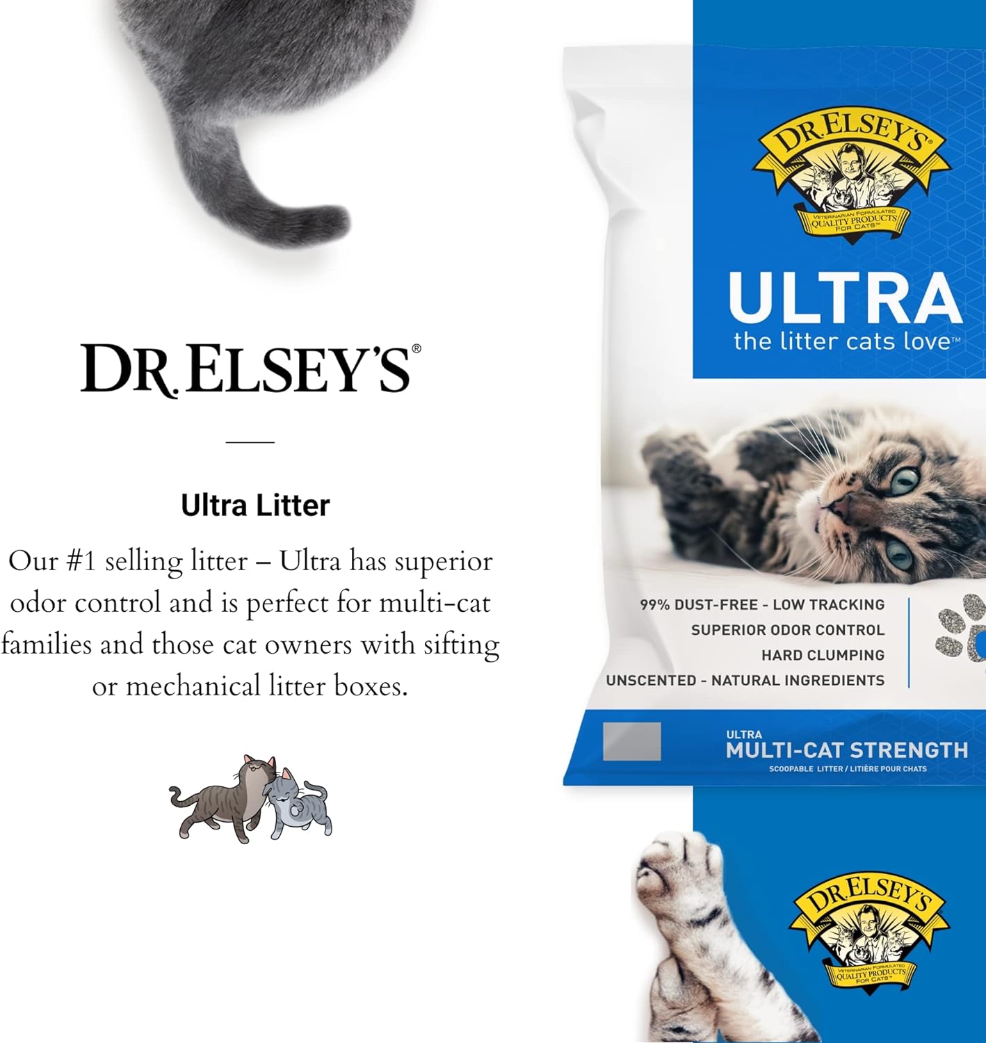 Dr. Elsey's 40lbs Unscented Multi-Cat Litter - Hard Clumping, Low Dust, Odor Control - Image 2