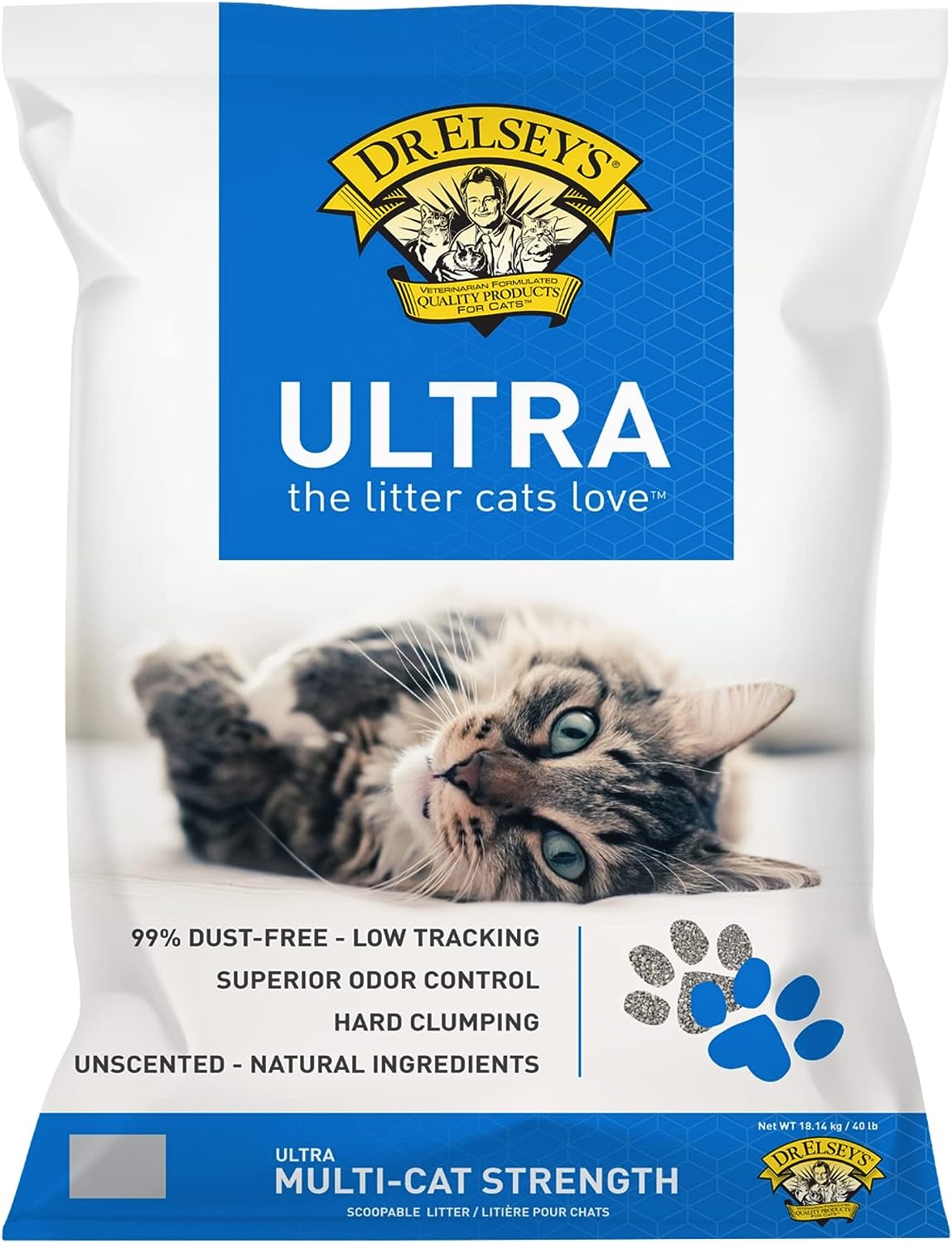 Dr. Elsey's 40lbs Unscented Multi-Cat Litter - Hard Clumping, Low Dust, Odor Control