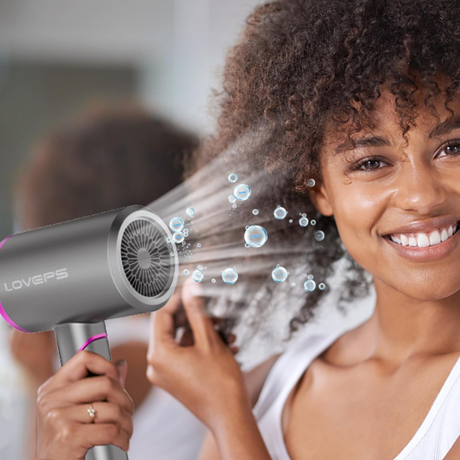 1800W Ionic Hair Dryer with Diffuser, Foldable Travel Design, Crimson Purple - Image 7