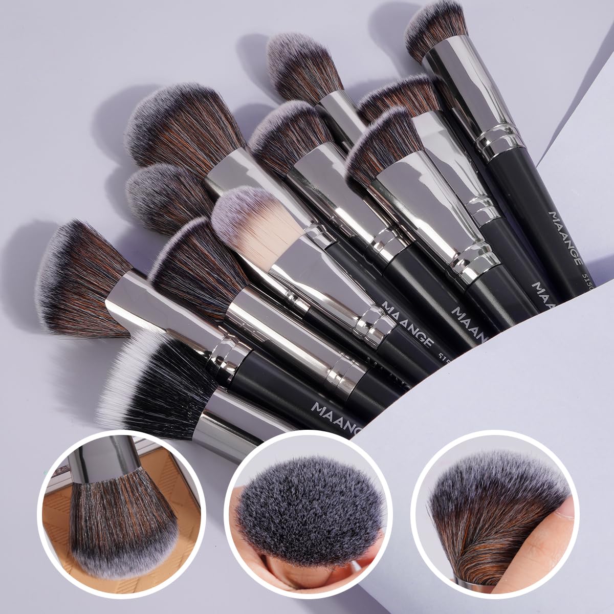 MAANGE 54-Piece Black Makeup Brush and Accessory Set for Women, New Condition - Image 3