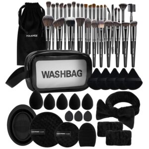 MAANGE 54-Piece Black Makeup Brush and Accessory Set for Women, New Condition