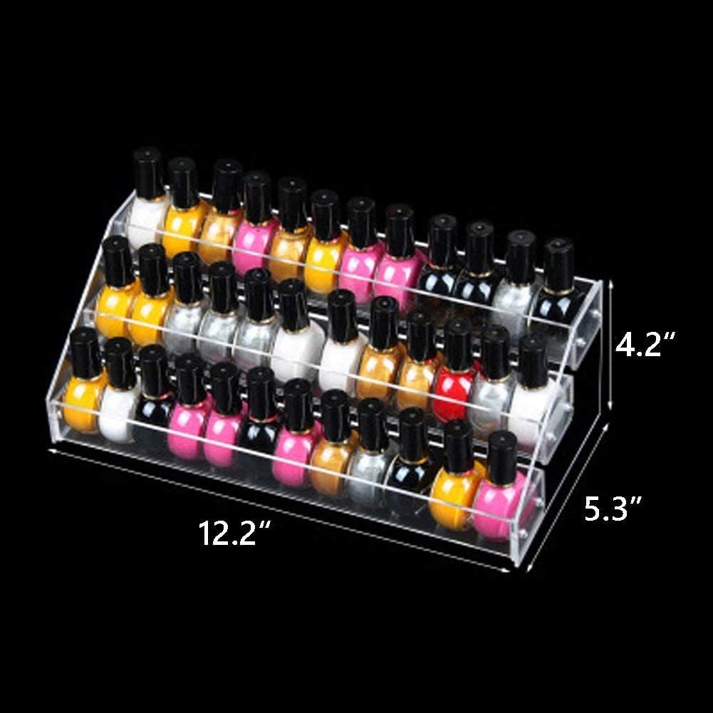 MineSign Clear Acrylic Nail Polish Organizer Tray - 3 Layers for Makeup & Oils - Image 4