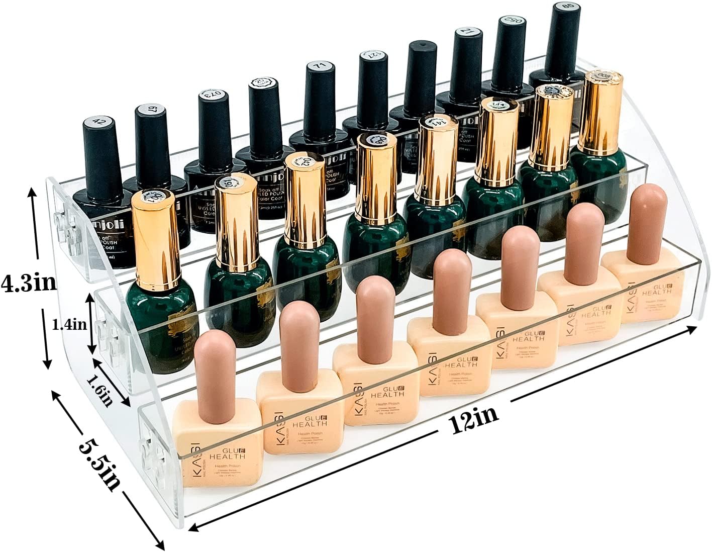 MineSign Clear Acrylic Nail Polish Organizer Tray - 3 Layers for Makeup & Oils - Image 2