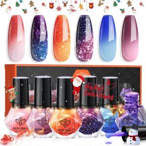 Modelones 6-Color Mood Changing Nail Polish Set - Winter Ombre Gift
