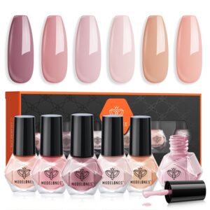 Modelones 6-Color Quick Dry Nude Nail Polish Set for DIY Manicure & Gifts
