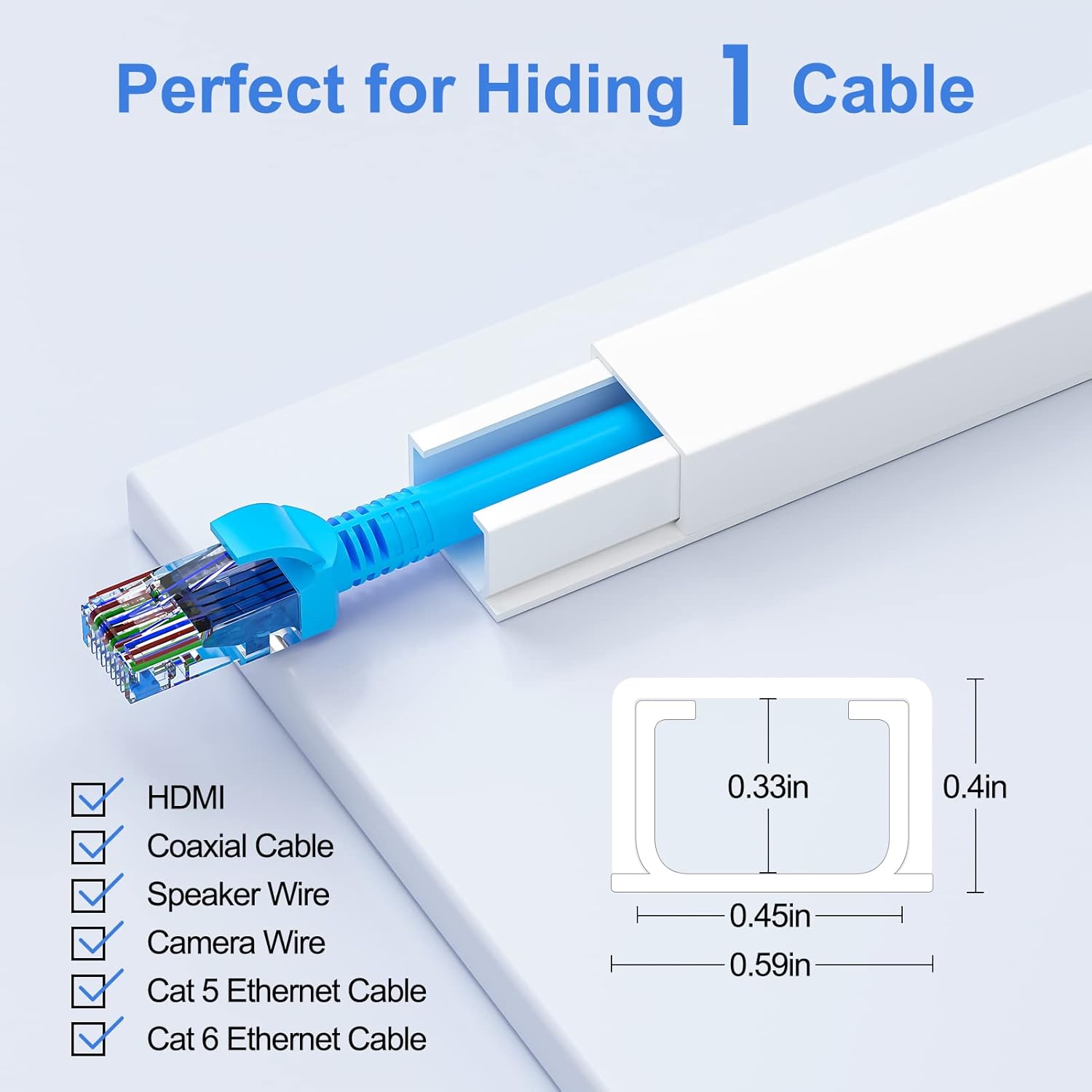 Yecaye 125in Cable Concealer Kit for 2 Wires - 13 Parts, Easy Install, White - Image 2