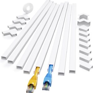 Yecaye 125in Cable Concealer Kit for 2 Wires - 13 Parts, Easy Install, White
