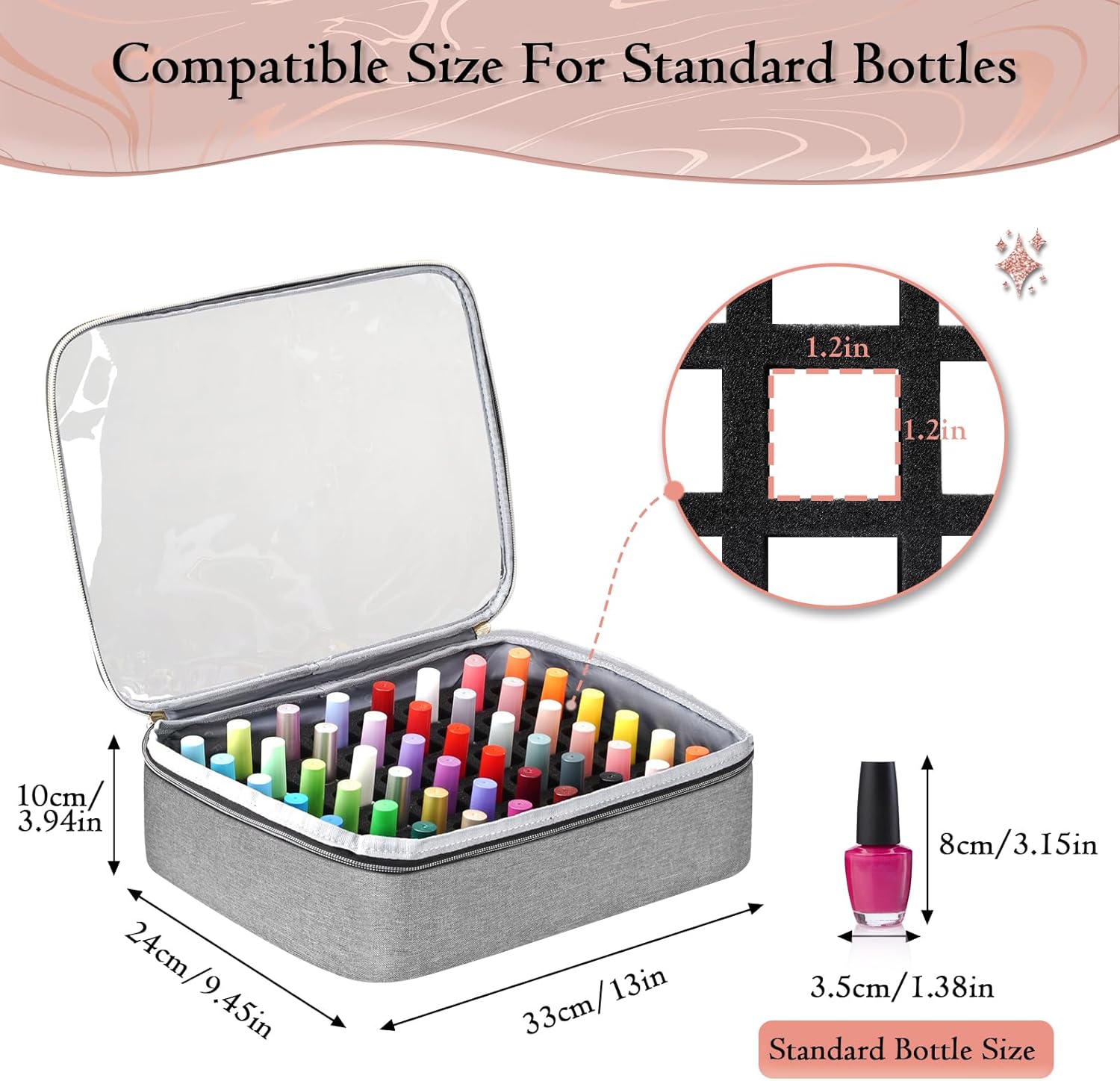 YOREPEK Extra Large Nail Polish Organizer Case for 100+ Bottles with Pouches - Image 4