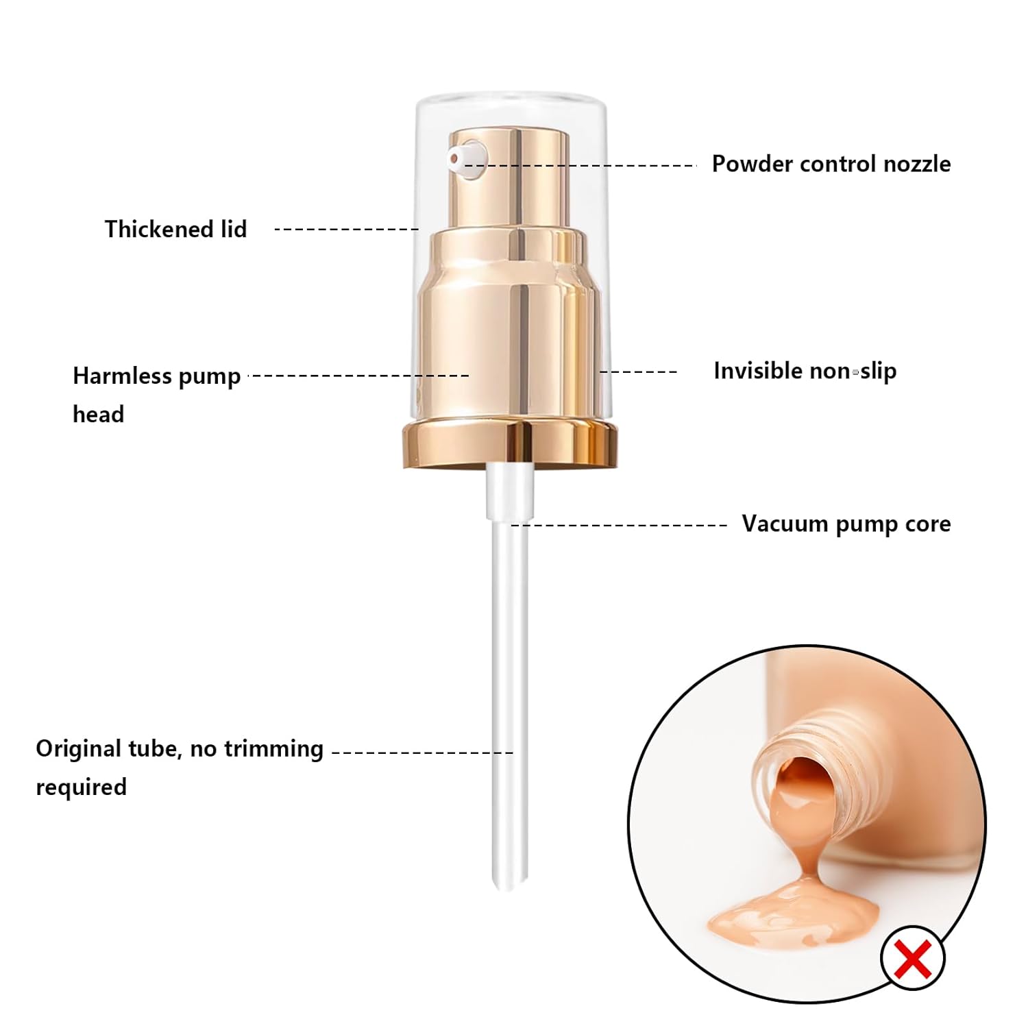 1 Pack Foundation Pump Fit for Estee Lauder Double Wear Foundation, Gold Replacement Pump for DW Makeup Bottle(Upgraded) - Image 5