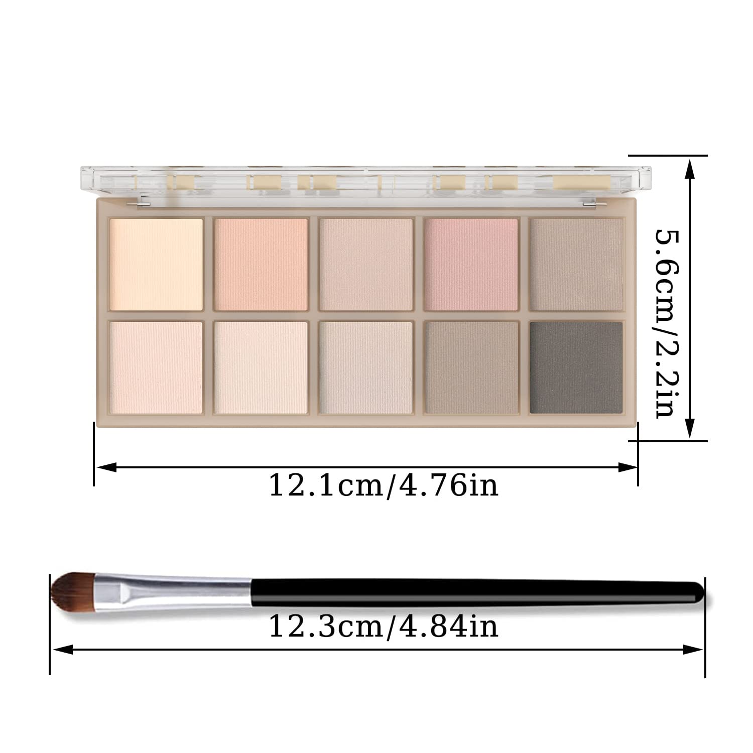10 Color Matte Eyeshadow Palette High Pigment with 3 Natural Look Brushes - Image 8