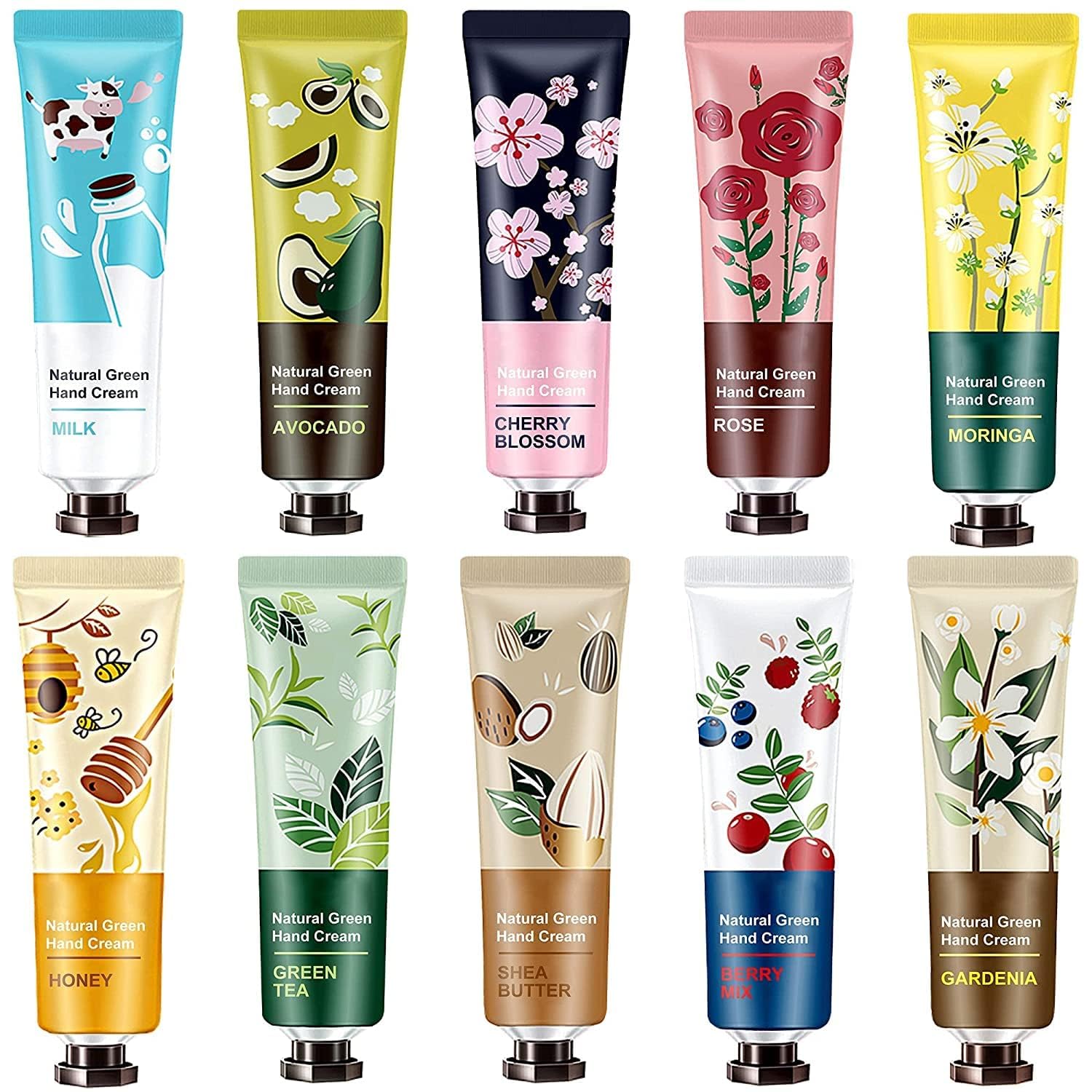 10 Pack Hand Cream for Women and Girls,Hand Cream for Dry Cracked Hands Deeply Moisturizing Hand Lotion with Shea Butter Vitamin E for Work Mini Travel Size Moisturizer Gift Set for Women